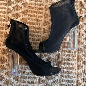 Mesh clear heel booties
